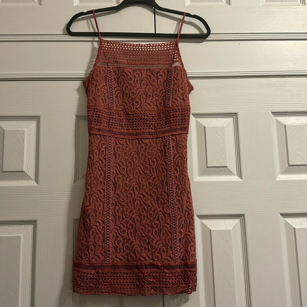 Dark rose colored, lace dress